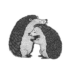 Hedgehog Love Couple Hug Sketch