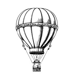 Hot Air Balloon Aerostat Sketch Hand Drawn