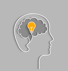 Idea Concept With Head Silhouette Brain Lightbulb