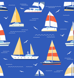 Boats Seamless Pattern Summer Marine Print