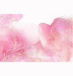 Rose Pink Liquid Watercolor Background With Golden