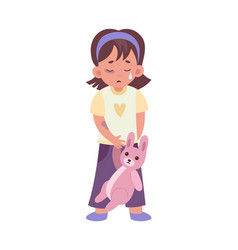 Sad Girl With Plush Rabbit