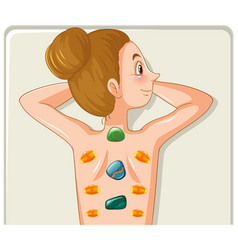 Young Woman With Healing Crystals On Back