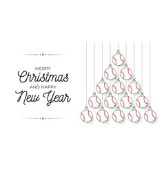 Baseball Christmas And New Year Bauble Tree