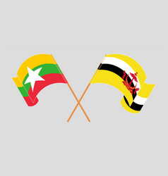 Crossed Flags Of Brunei And Myanmar