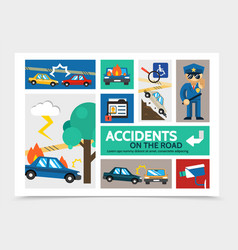 Flat Auto Accident Infographic Concept