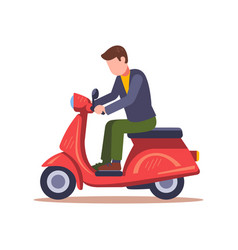 Man On A Red Moped