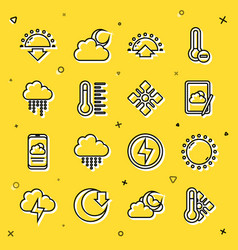 Set Line Meteorology Thermometer Sun Weather