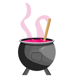 Big Cauldron With Pink Liquid In It On A White