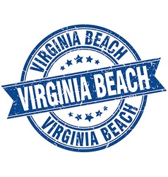 Virginia Beach Blue Round Grunge Vintage Ribbon