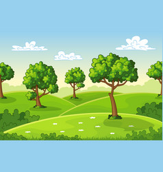 Cartoon summer landscape with trees Royalty Free Vector