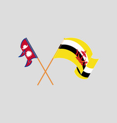 Crossed Flags Of Brunei And Nepal