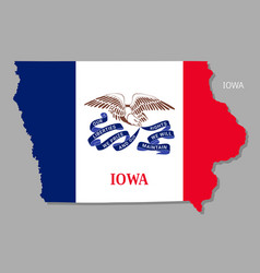 Map Of Iowa Usa Federal State With Flag Inside