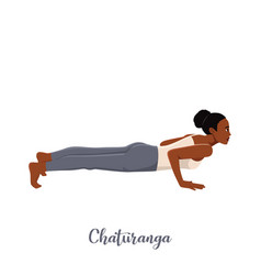 Woman Doing Yoga Pose Chaturanga