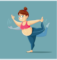 Woman Exercising Losing Her Balance Cartoon