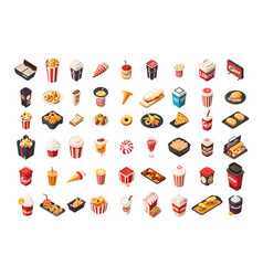 Cinema Fastfood Isometric Set Movie