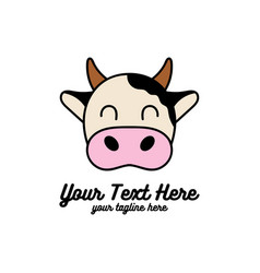 Cute Funny Smile Cow Head Face Cartoon Mascot