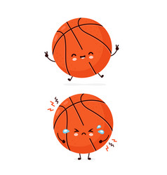 Cute Happy Smiling And Sad Basketball Ball