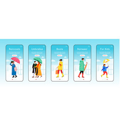 Rainwear Onboarding Mobile App Screen Flat