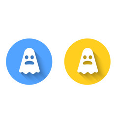 White Ghost Icon Isolated With Long Shadow