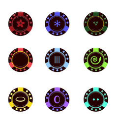 Casino Chips Icons Set Cartoon Poker Chip