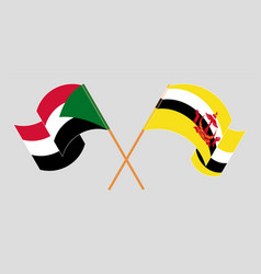 Crossed Flags Of Brunei And Sudan