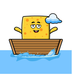 Cute Cartoon Cheese Get On Boat