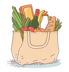 Eco Bag With Food Grocery Bag Fresh Food Hand