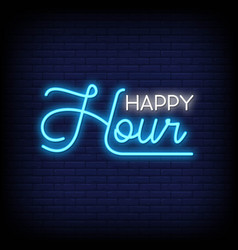 Happy Hour Neon Signs Style Text