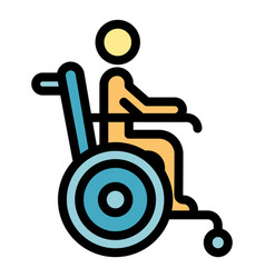 Senior Man Wheelchair Icon Color Outline