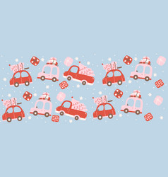 Cute Christmas Cars Glass Can Wrap Pattern