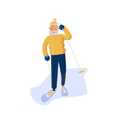 Elderly Man Character Skiing