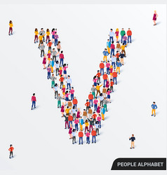 Large Group People In Letter V Form Human