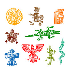 Mayan Aztec Totems Ancient Mexican Birds Animals