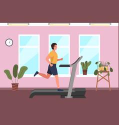 A Sporty Man Is Engaged On Treadmill At Home