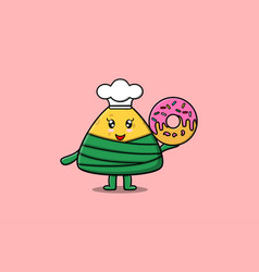 Cute Cartoon Chinese Rice Dumpling Chef Character