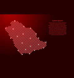 Saudi Arabia Map From Futuristic Red Checkered