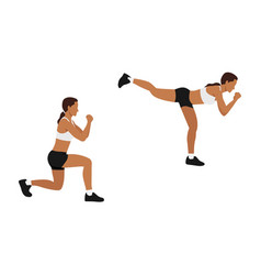 Woman Doing Lunge Back Kick Exercise