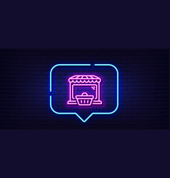 Online Market Line Icon Shopping Cart Sign Neon