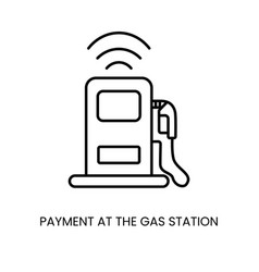 Contactless Payment Line Icon At Gas Station