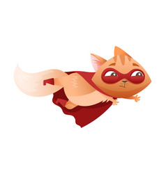 Ginger Cat Superhero Character Wearing Red Cloak