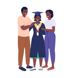 Parents And Daughter Graduate Semi Flat Color