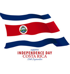 Costa Rican Flag With Typography 15th September