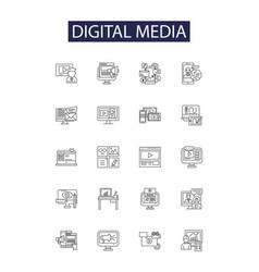 Digital Media Line Icons And Signs Media