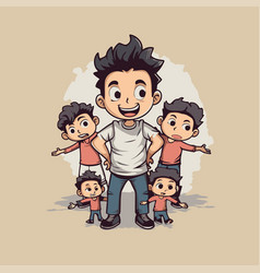 Father With Children Cartoon Of Dad And His