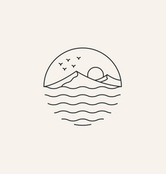 Mountain And Sea Line Logo Design