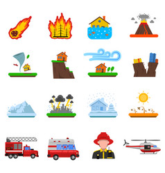 Natural Disaster Flat Icons Collection