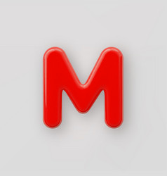 3d Red Plastic Uppercase Letter M With A Glossy