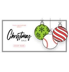 Baseball Christmas Greeting Card In Trendy Line