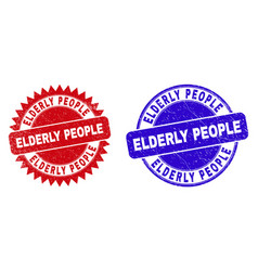 Elderly People Rounded And Rosette Stamp Seals